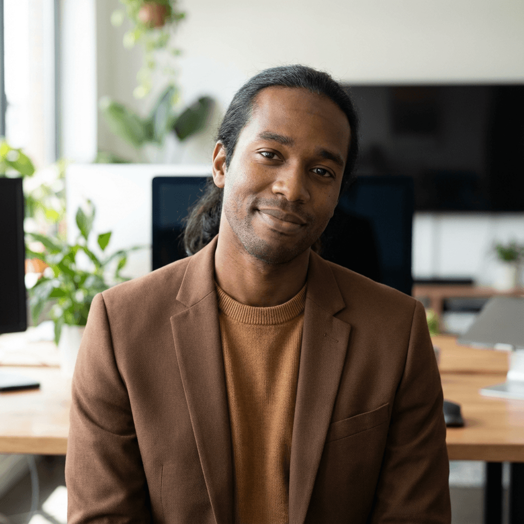 Michael T. in a collared shirt in a modern office